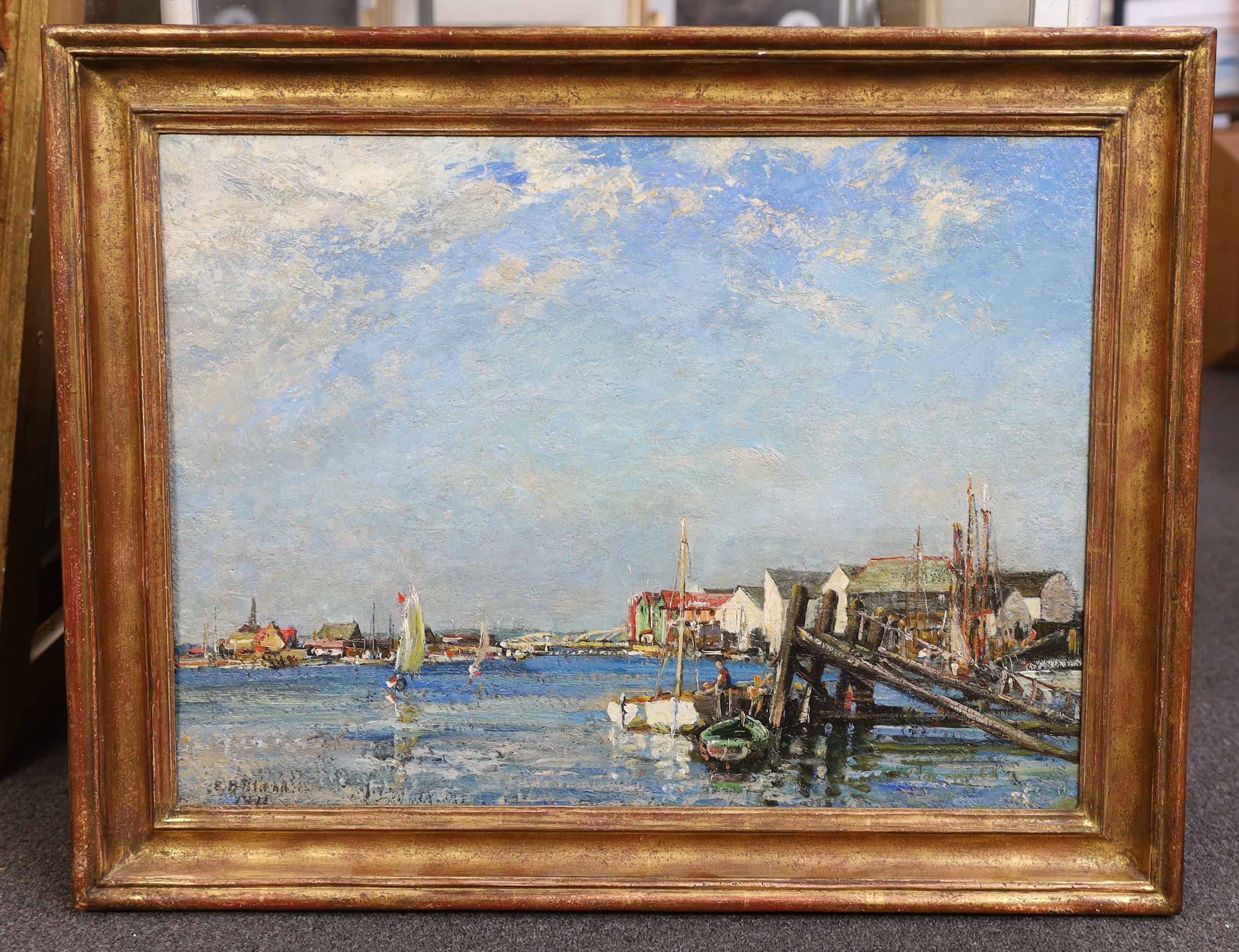 Emily Beatrice Bland (English, 1864-1951), 'Littlehampton Harbour', oil on canvas, 44 x 60cm